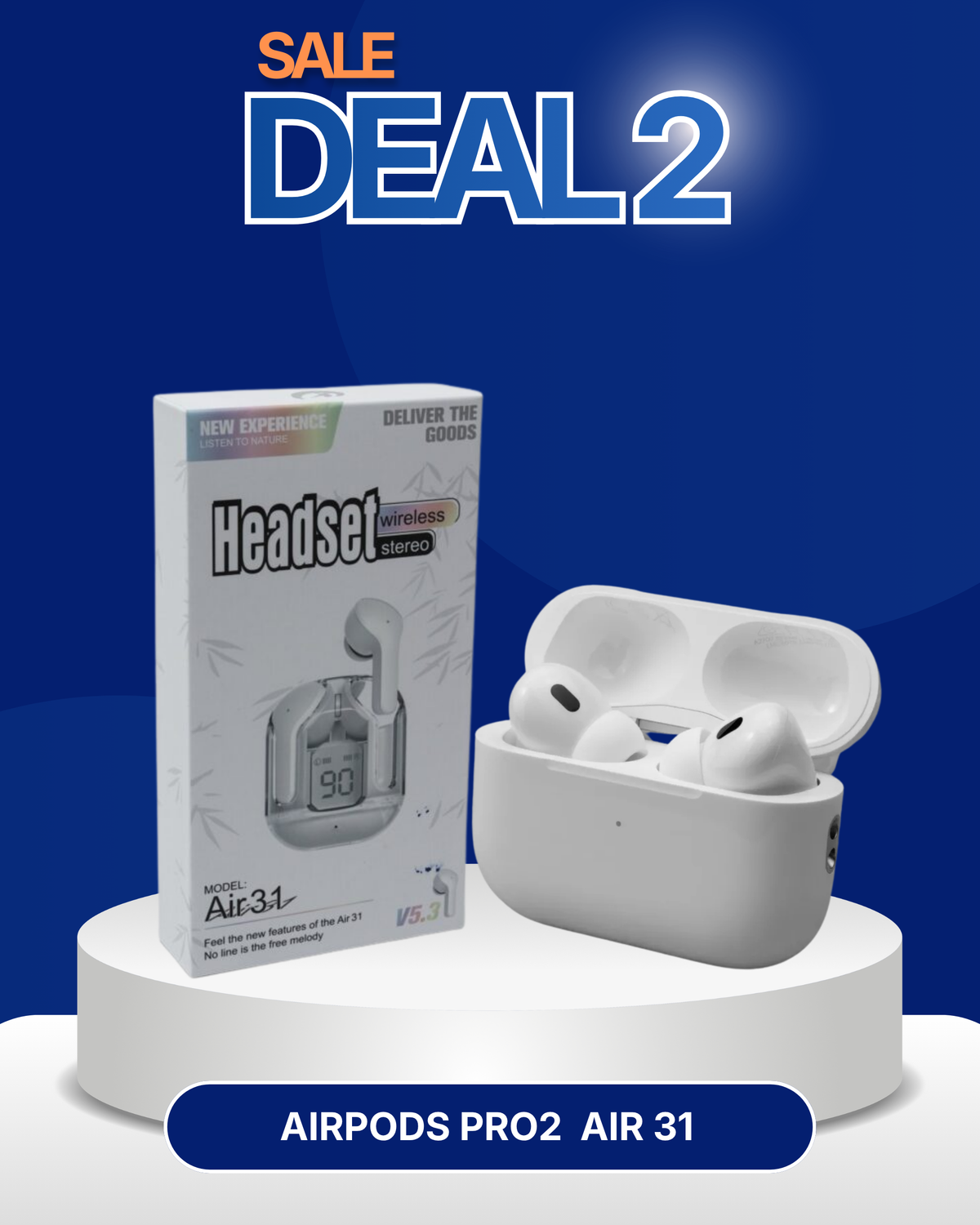 DEAL 2 Airpods Pro 2 ANC - Air31 Wireless Earbuds