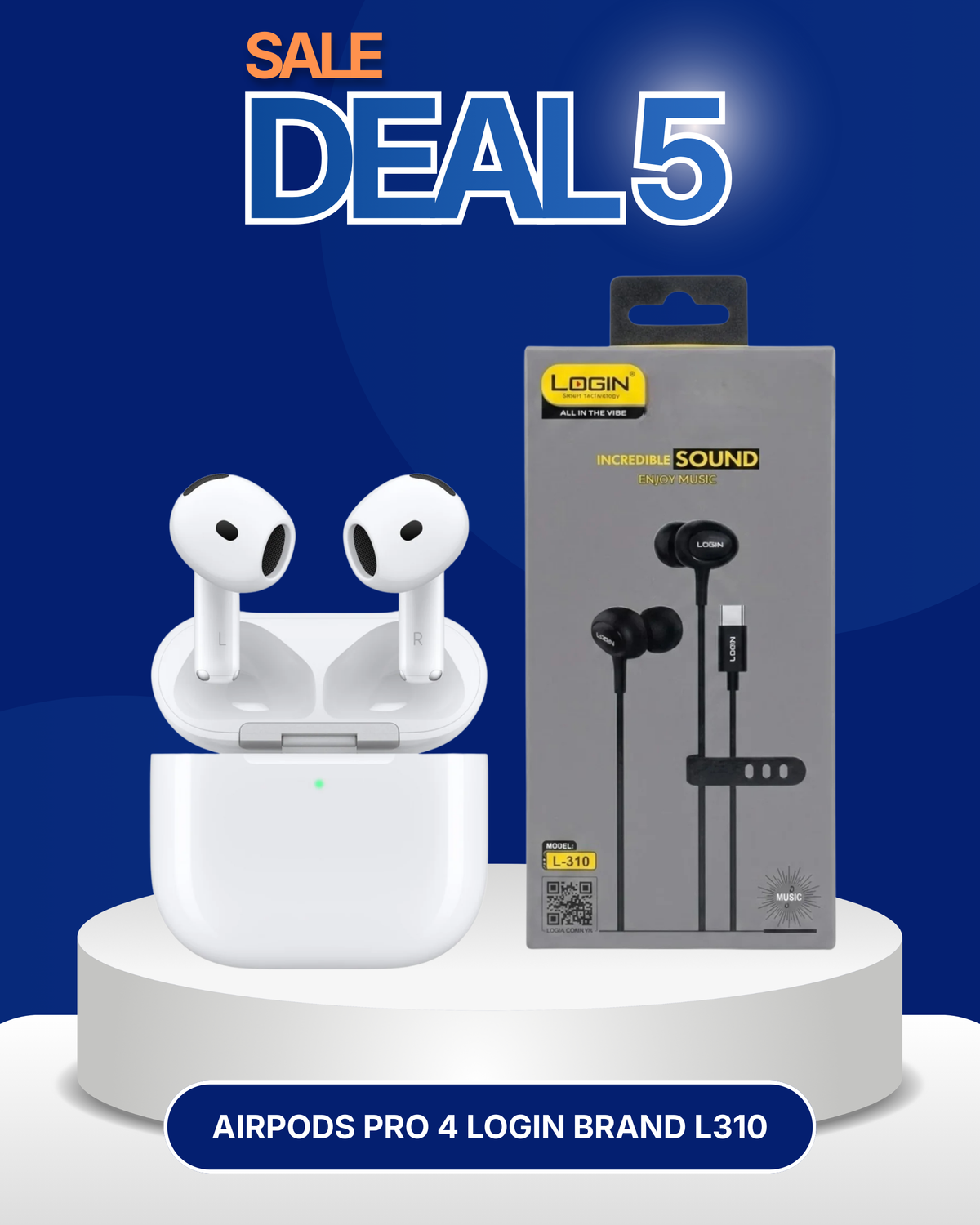 DEAL 5 Airpods Pro 4 ANC Active - LOGIN Brand Handsfree L-310