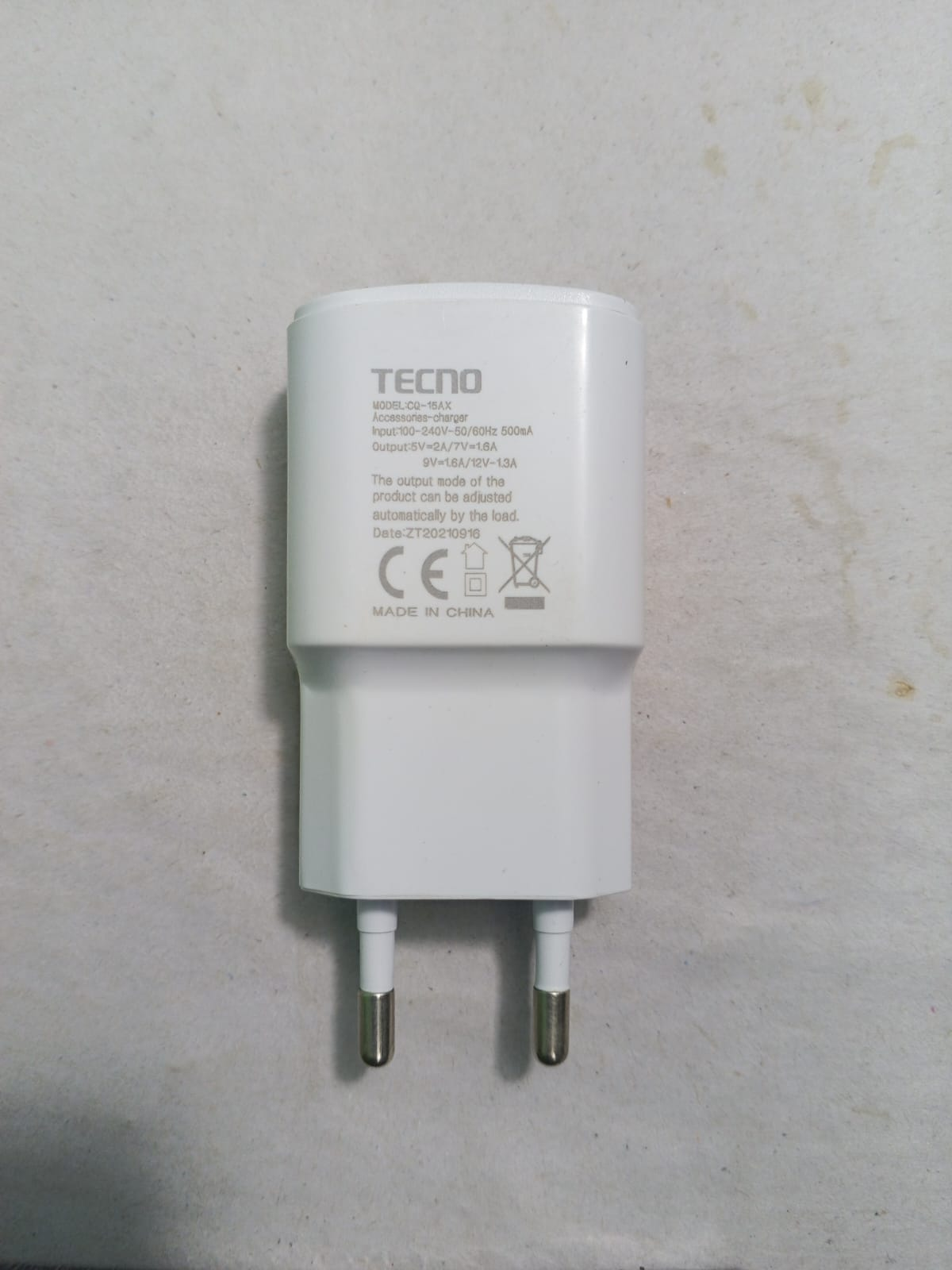 TECNO Brand Quick Mini Charger With Cable