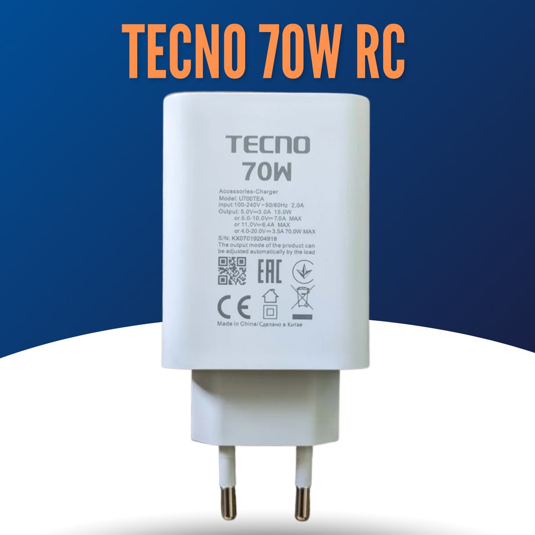 TECNO 70W Charger Original